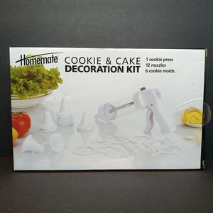 Homemate Cookie & Cake Decoration Kit 1 Cookie Press 12 Nozzles 6 Cookie Molds